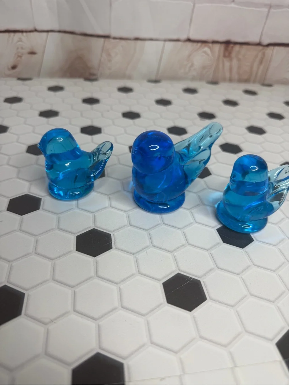 Vintage Happy Little Blues Blue Glass Bird Figurines Set of 3